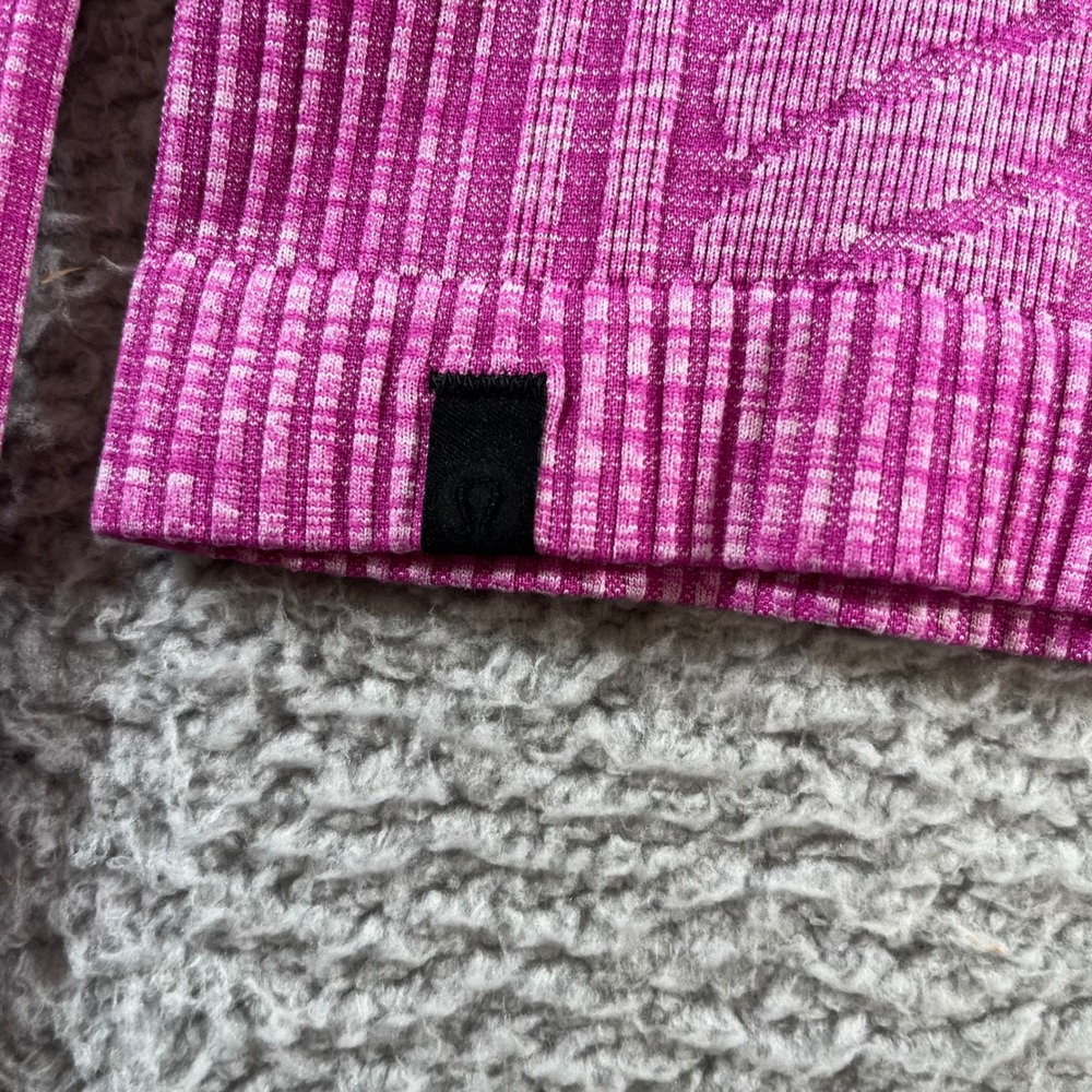 Lululemon Swiftly Tech Long Sleeve Crew Shirt Pink/Purple Ribbed Thumbholes - Picture 7 of 7
